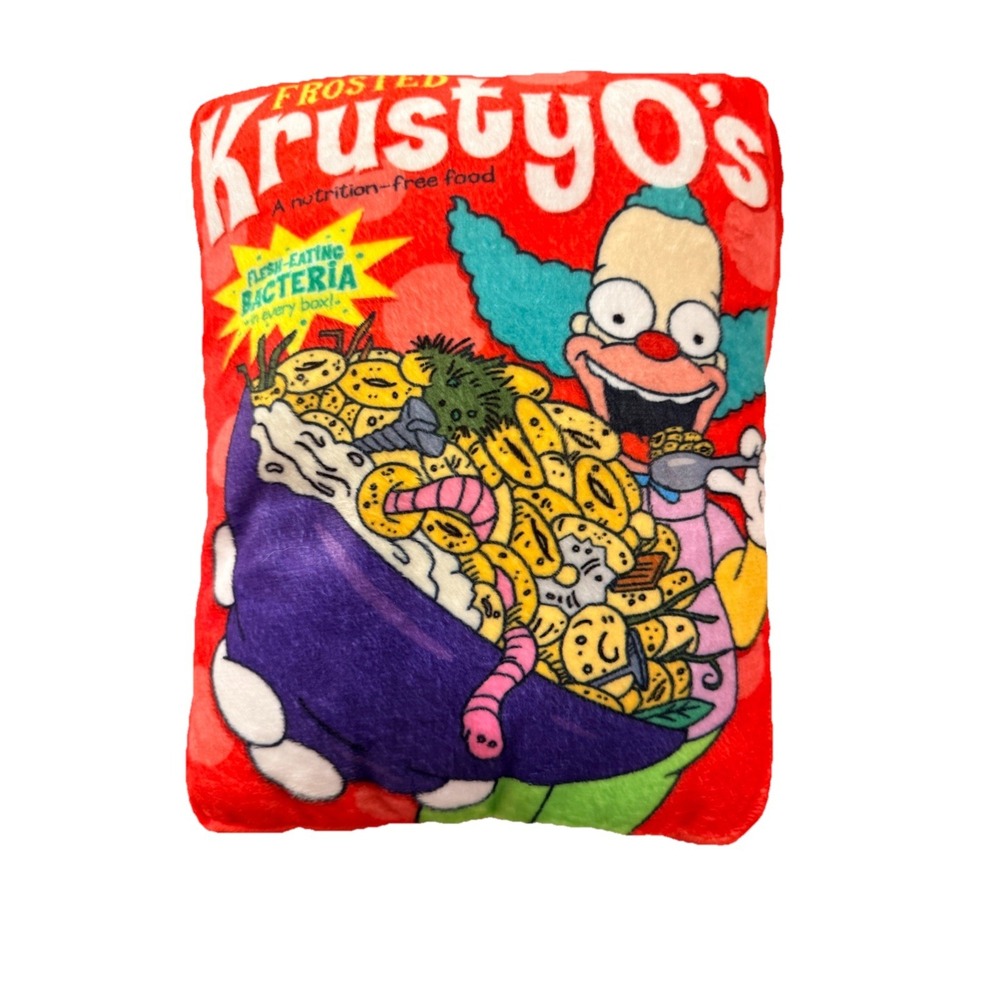 Simpsons Frosted Krusty O's Plush Pillow Universal Studios 10 x 8 Cereal Clown
